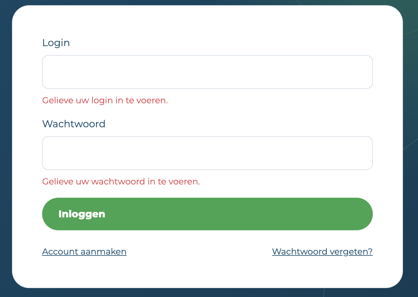 Aanmeldscherm van de Gigaweb-klantenzone